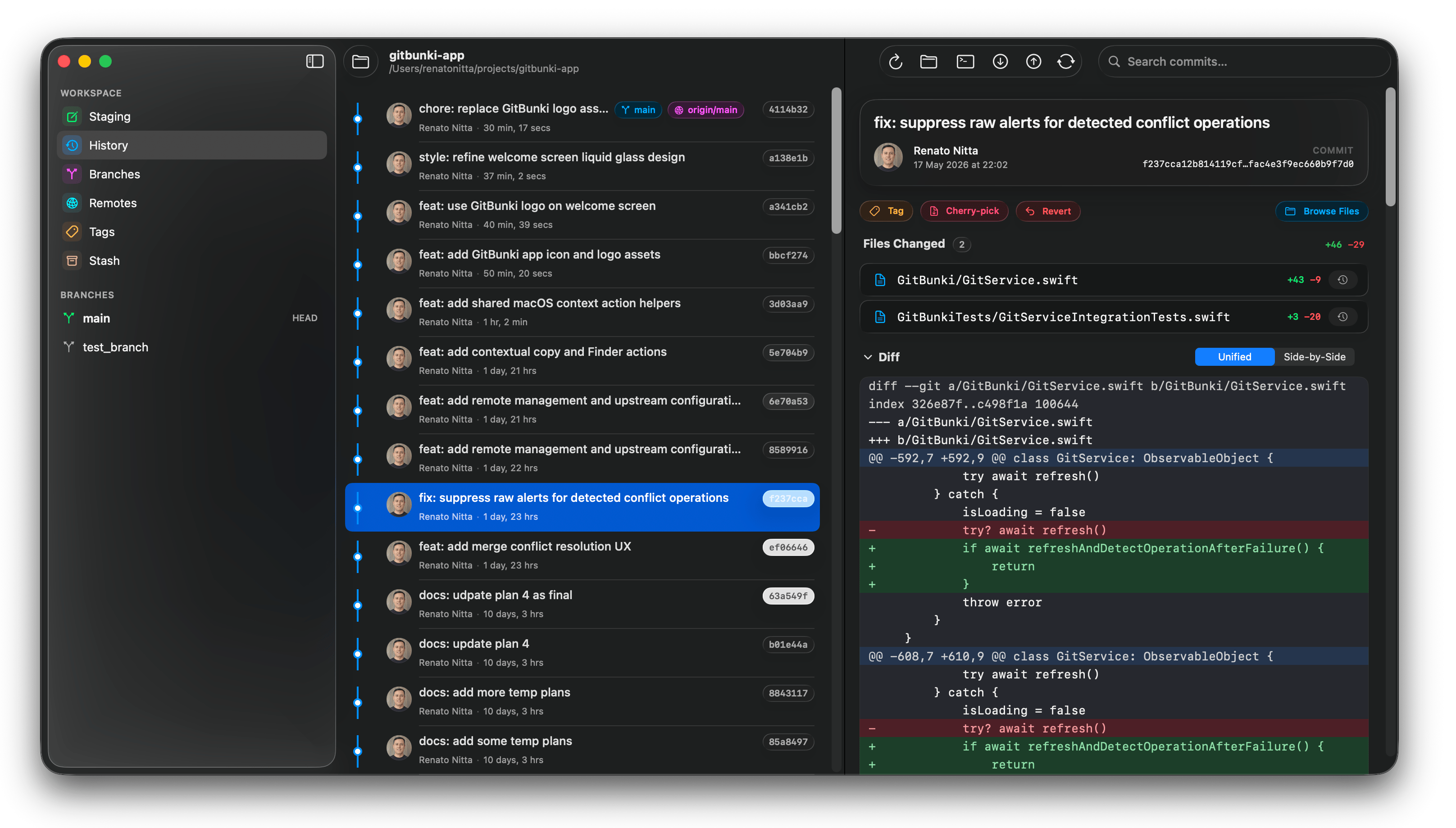 GitBunki in dark mode