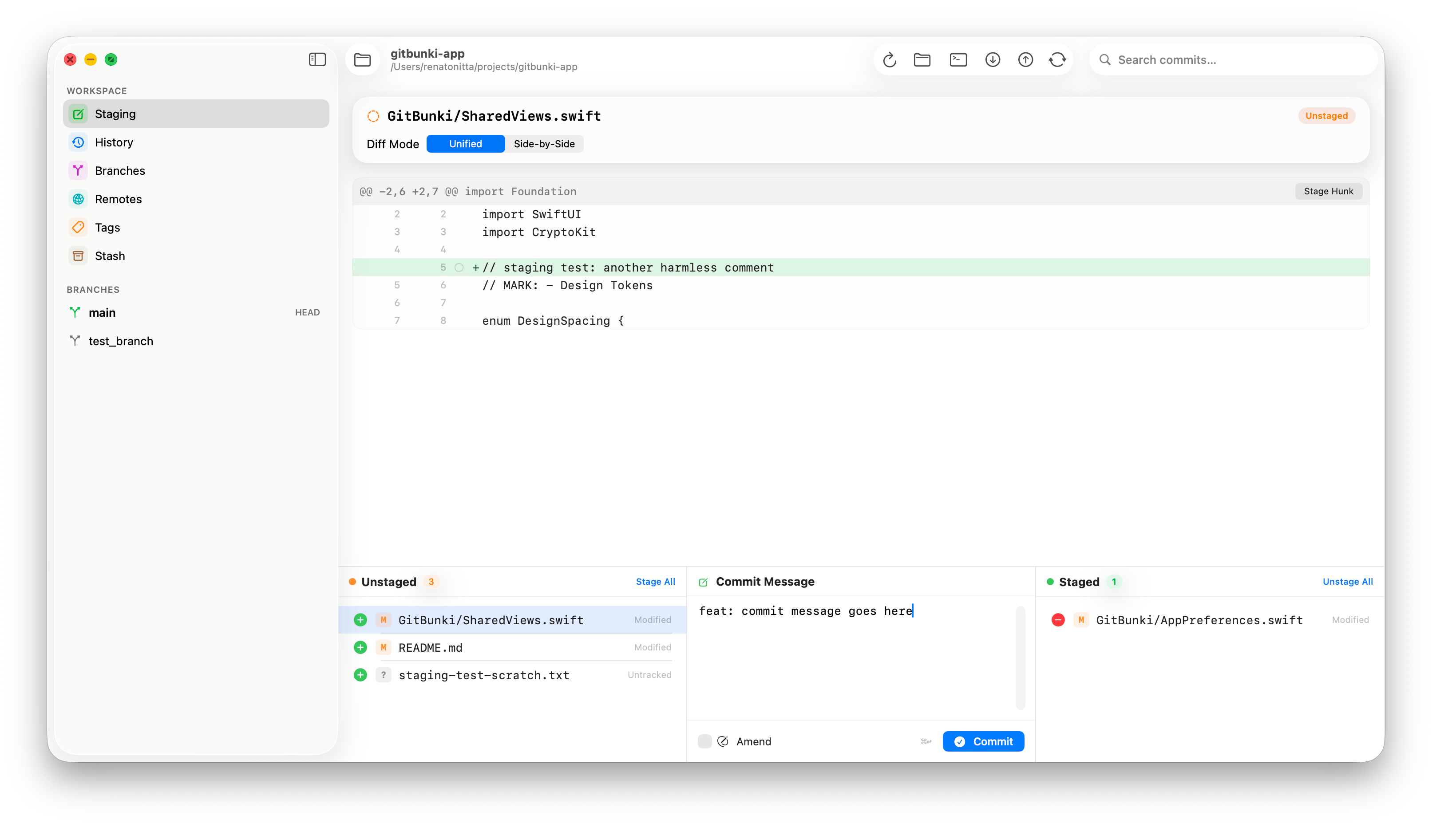 Unified diff mode